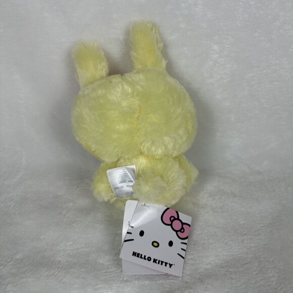 New Sanrio Hello Kitty 7" Yellow Bunny Rabbit Pink Bow Heart Plush Fuzzy Toy - Picture 9 of 10